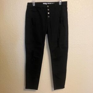VIP Jeans Distressed Skinny Button Fly Women Black Pre-Owned - Size 15/16
